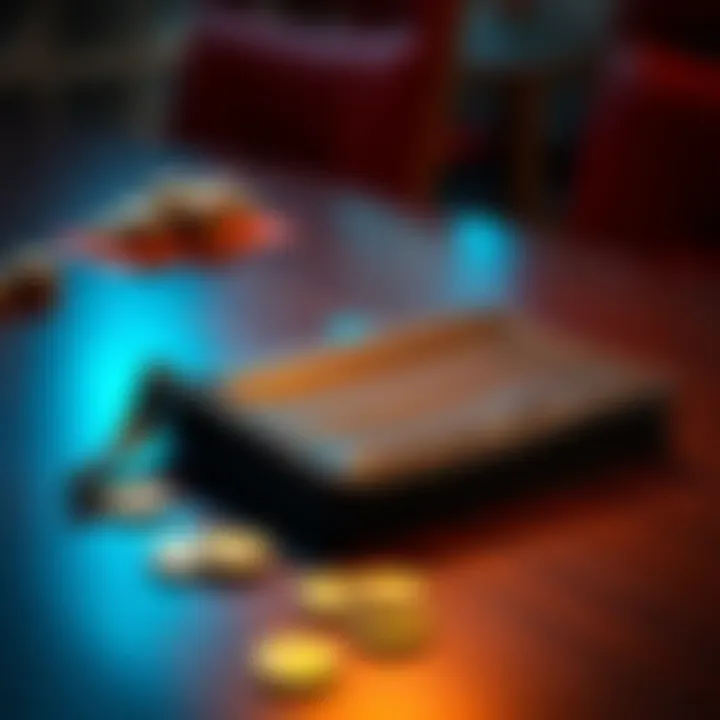 An empty wallet lying on a table with a sad expression, symbolizing loss and regret after gambling.