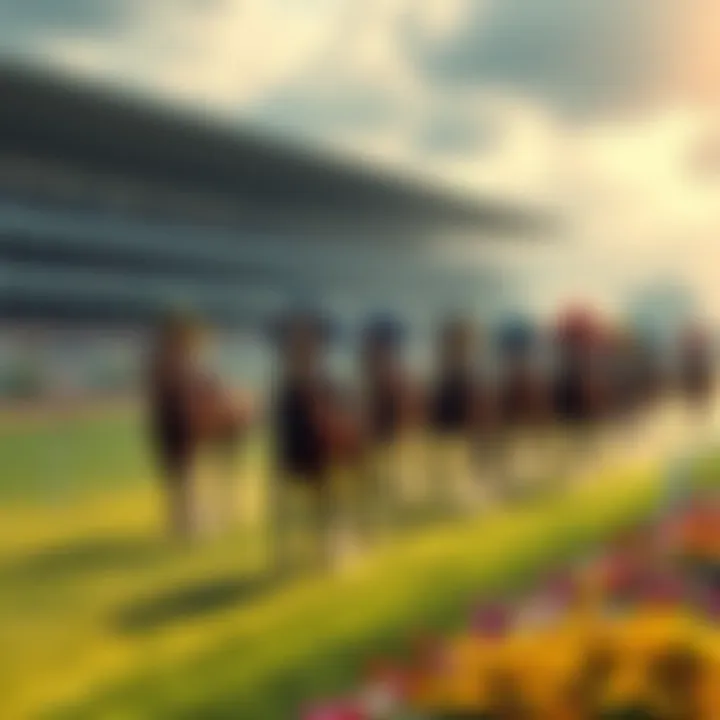 A thrilling scene of horses racing during the Epsom Derby, showcasing the tradition and excitement of this historic event
