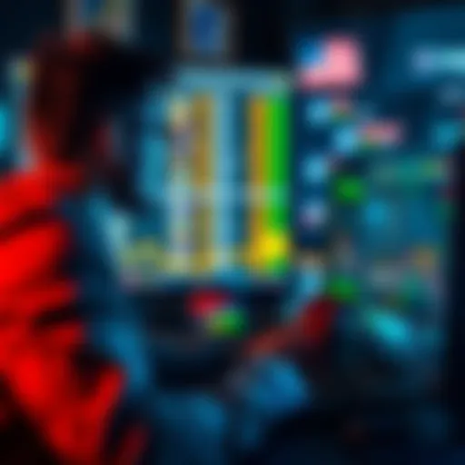 A person analyzing esports statistics on a computer with betting options visible, showcasing engagement in esports betting.