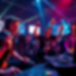 Graphic showing an eSports betting promotion with excited gamers and betting amounts