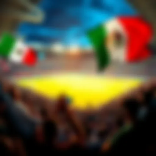 Estadio Azteca during a match Fans cheering at Estadio Azteca with Mexican and English flags