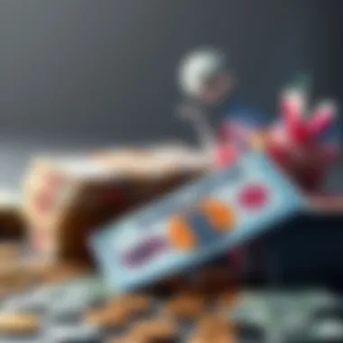 A Euro Lotto ticket lying next to stacks of money and a dream bubble representing prizes