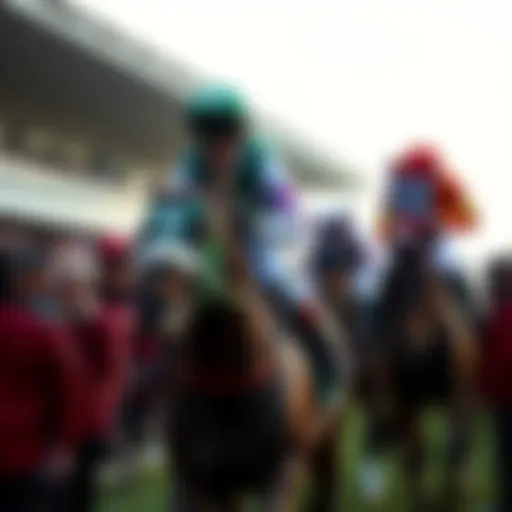 Even Tho in a horse racing event, showcasing determination after a fall, surrounded by a supportive team.