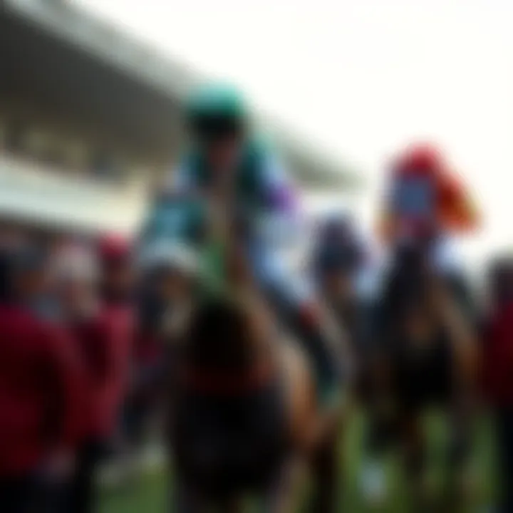 Even Tho in a horse racing event, showcasing determination after a fall, surrounded by a supportive team.