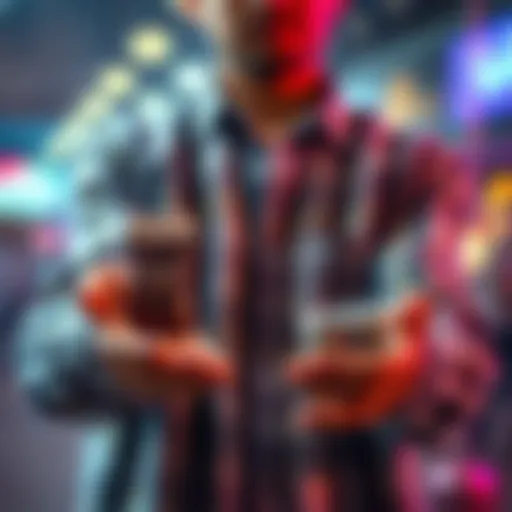 A person weighing options with two items in hand, contemplating a trade.