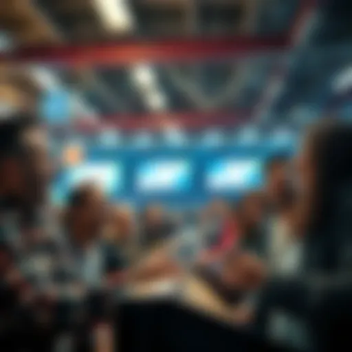 A group of enthusiastic people laughing and placing bets at a lively betting venue