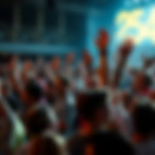 A diverse group of people energetically cheering with arms raised, embodying motivation and enthusiasm