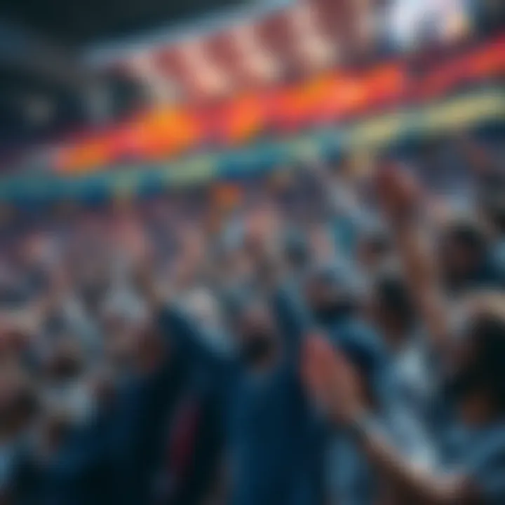 A crowd of enthusiastic fans cheering for their team at a football game