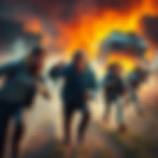 A group of people pursuing a lead in a thrilling hunt, showing determination and excitement