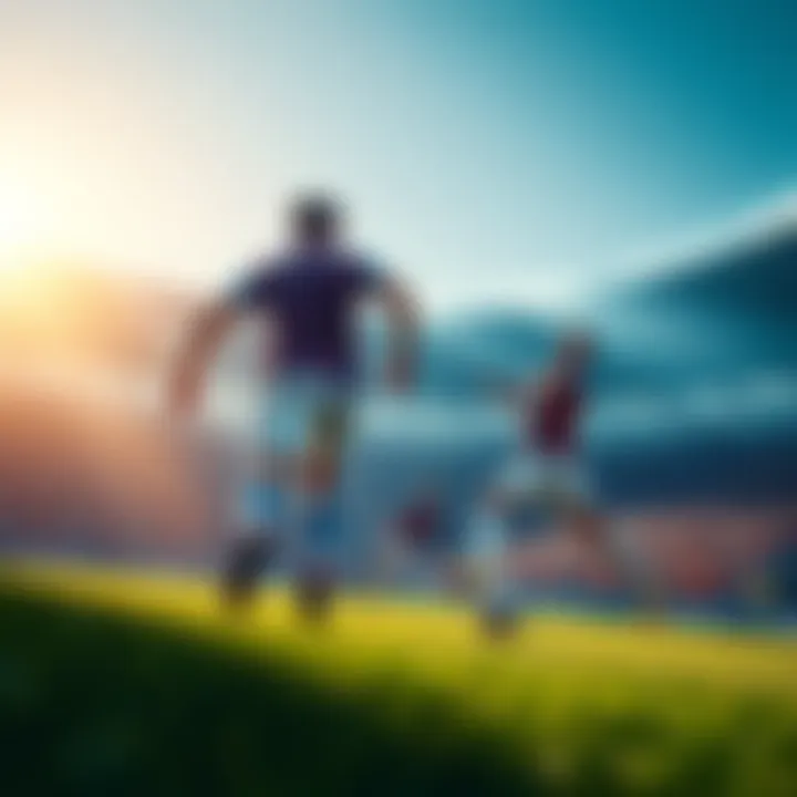 A thrilling soccer match with players in action on the field, fans cheering in the stands.