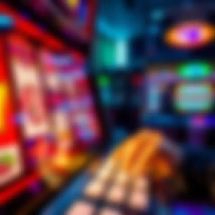 Exciting $1 Spins in Action A close-up view of a slot machine with vibrant graphics and a player pressing the spin button, showcasing anticipation and excitement