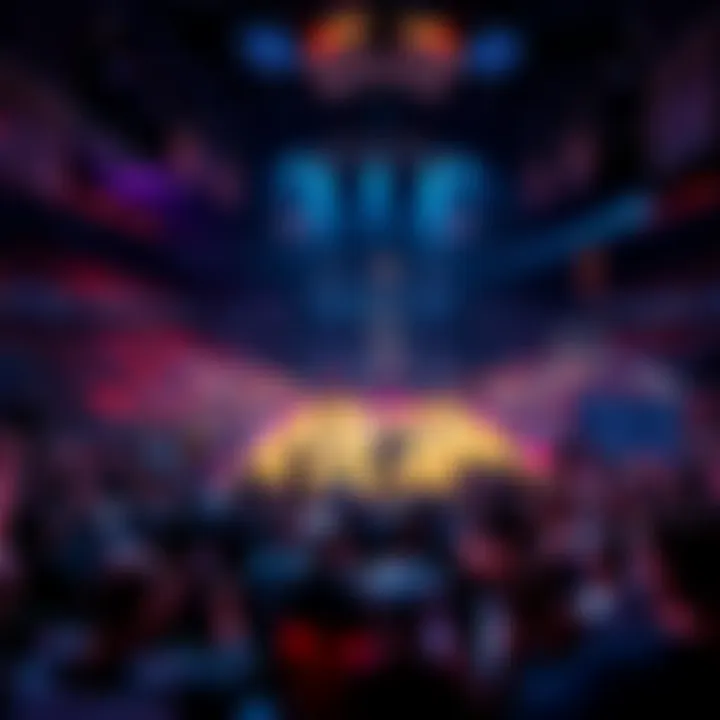 Crowd cheering during an intense basketball game with players in motion