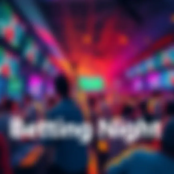 A vibrant scene showing people placing bets in a lively atmosphere with sports highlights on screens, celebrating a confident betting night on Cook.