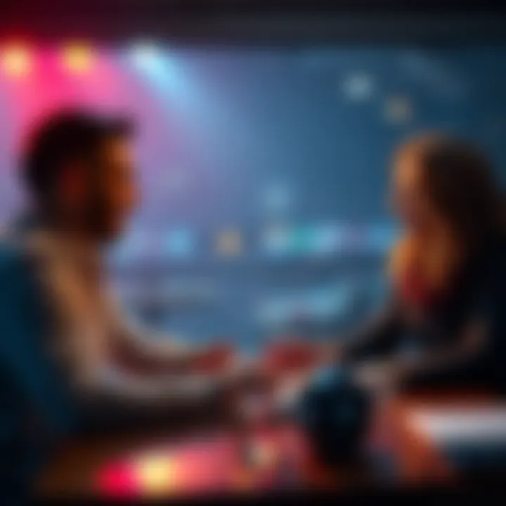 Two people discussing hot betting options with excitement at a table.