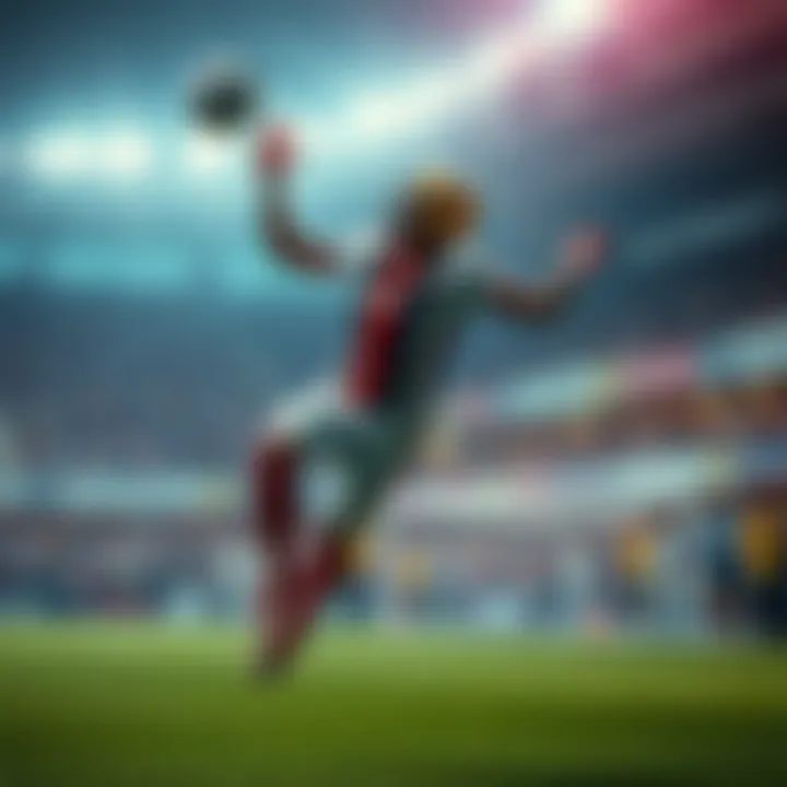 A football player making a Hail Mary pass during a thrilling match, with fans cheering in the background.