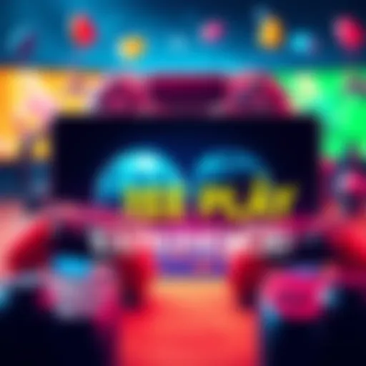 A vibrant graphic showcasing gaming elements like controllers and colorful backgrounds, representing fun and entertainment.