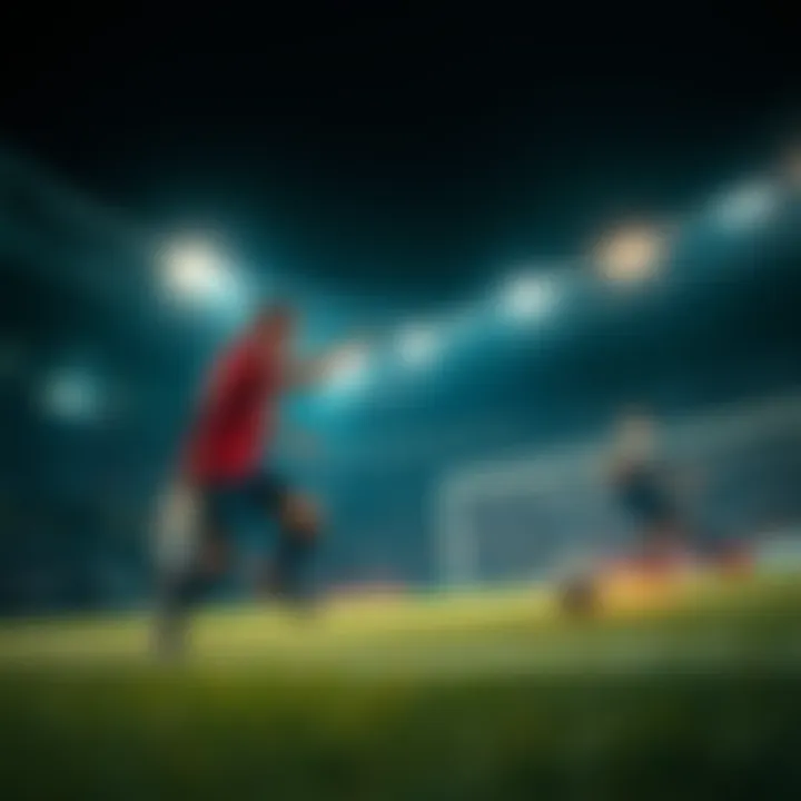 A player making a stunning move during a thrilling game at night.