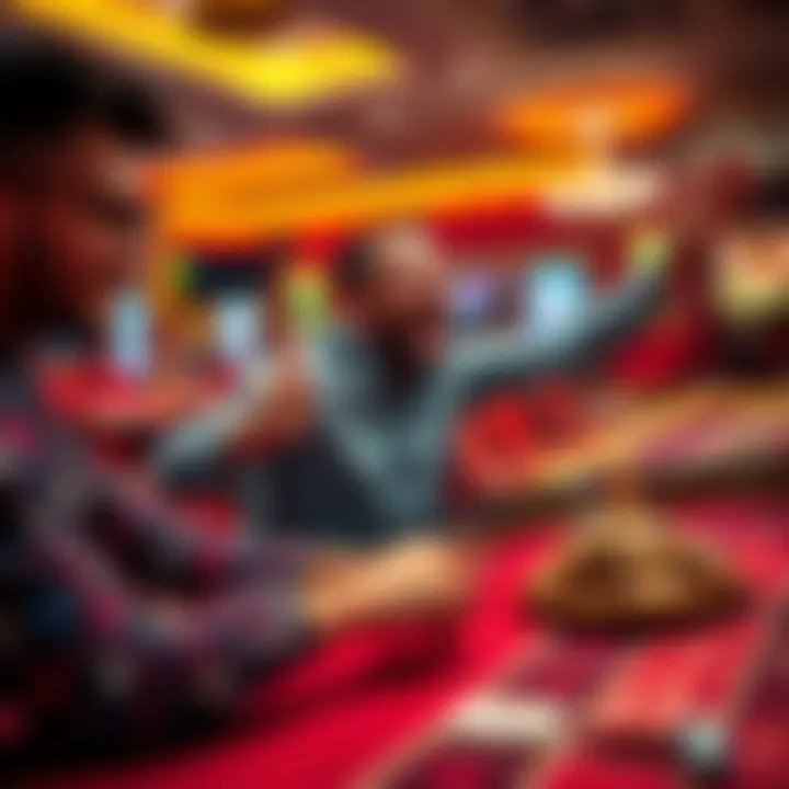 Exciting Gaming Experience A player enjoying a thrilling moment while placing bets and celebrating wins at a casino table.