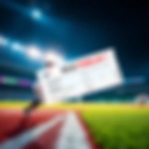 A baseball field with players in action and a betting slip on the side, symbolizing the thrill of MLB parlay betting.