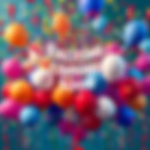 A colorful burst of confetti and balloons representing exciting news and surprises ahead.