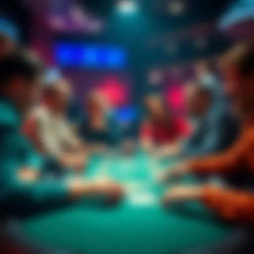 A group of players laughing around a poker table during a funny all-in pre-flop hand at GGPoker.