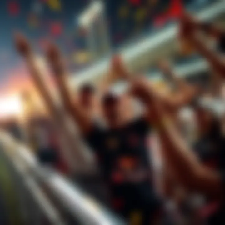 People celebrating their wins after a thrilling race event with small investments.