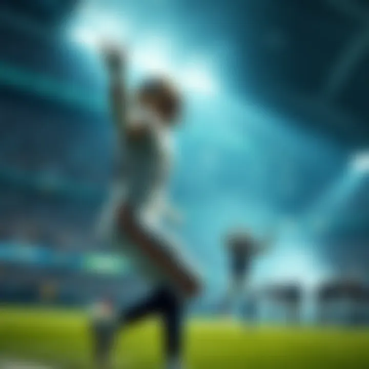 Exciting Touchdown Moment A player celebrating after scoring a touchdown with fans cheering in the background, highlighting the thrill of the game and betting strategies.