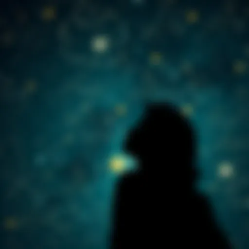 A person gazing at a night sky filled with stars, representing the exploration of dreams and their meanings.