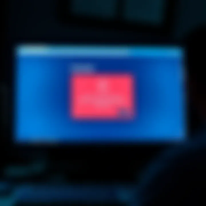 A computer screen showing a Facebook login page with a notification about account access being blocked. The user looks concerned.