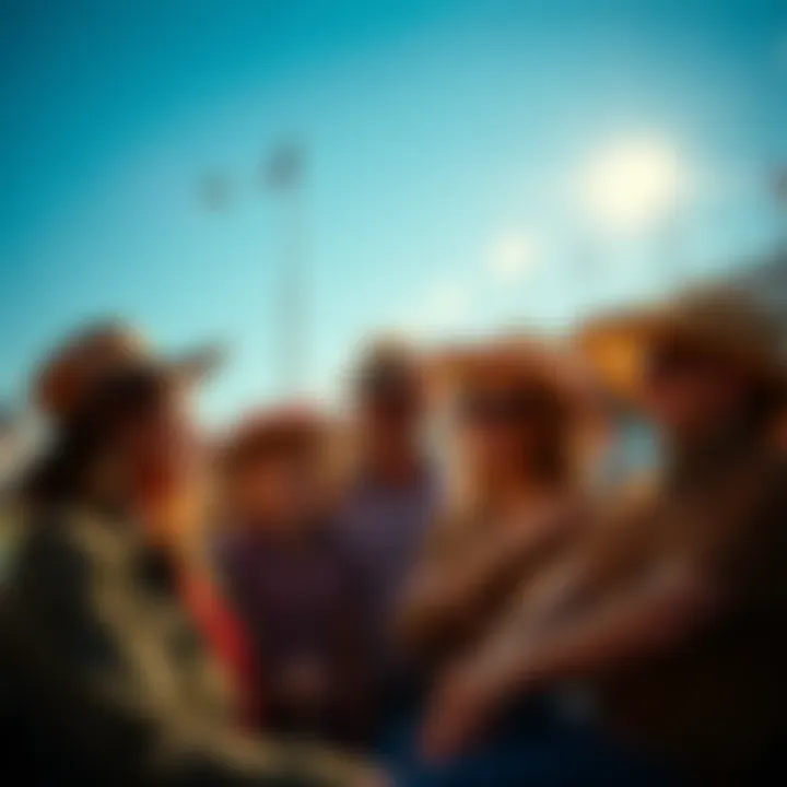 A family enjoying their time at the Kentucky Derby with a father experiencing his first race, surrounded by festive atmosphere and horses in the background.