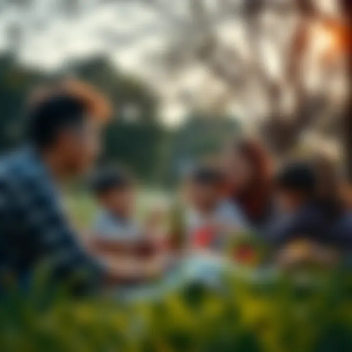 A family gathered in a park, smiling and enjoying a picnic, creating memories on Family Day.