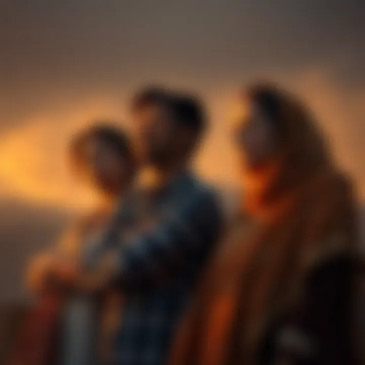 A devastated family standing together, expressing sorrow and loss after the mother's tragic death.