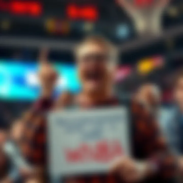 Fan expressing frustration about WNBA A basketball fan showing signs of frustration while watching a game, holding a sign with a message about dissatisfaction with the WNBA