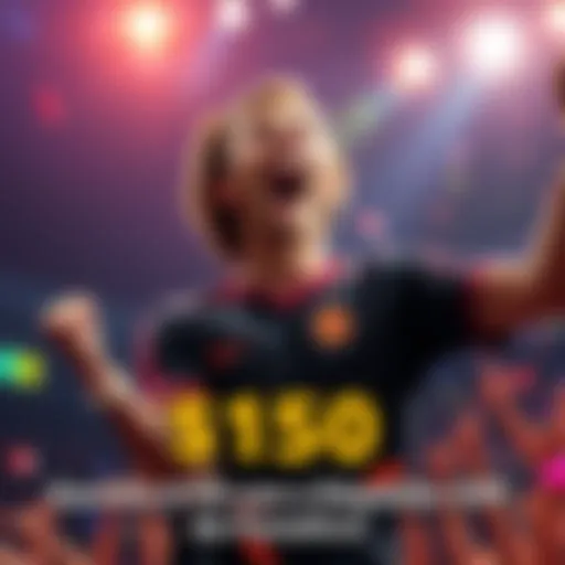 Person celebrating after making a $20 deposit with excitement, featuring a $150 bonus promotion advertisement