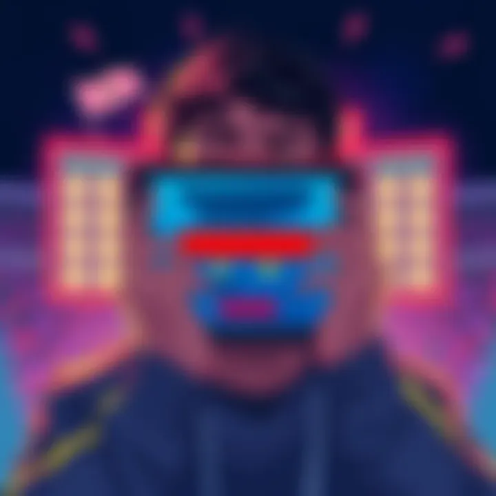 Illustration showing a person frustrated with a blocked betting screen on FanDuel