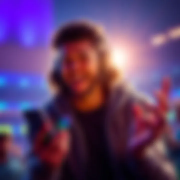 FanDuel Cash Out Opportunity A person excitedly checking their phone for cash out updates from FanDuel, showcasing potential profits, with a bright background representing opportunity.