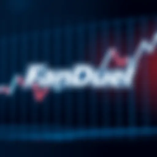 FanDuel logo with a downward trend graph in the background, representing the recent decline in the company's performance due to the hardrock betting situation.
