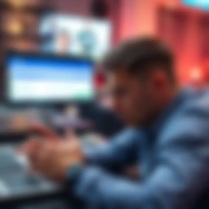 A frustrated person looking at a laptop screen showing FanDuel's payout page, expressing dissatisfaction with payment transparency.
