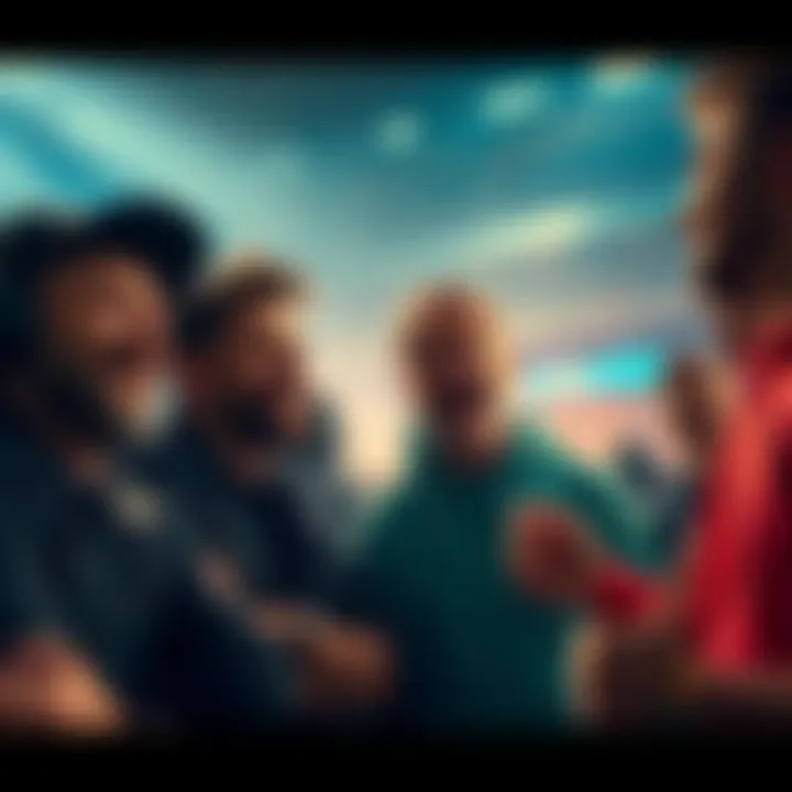 A group of fans discussing sports betting options with a focus on cash out features, showing mixed emotions of frustration and humor.