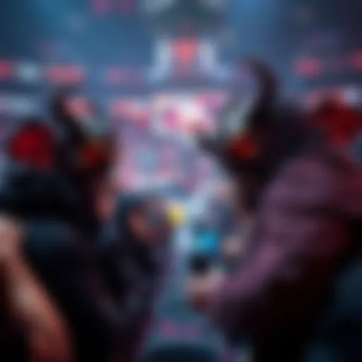 Fans wearing impressive demon costumes at NBA Game 6, creating a lively atmosphere around the court.