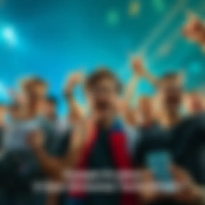 A group of fans excitedly discussing and sharing their thoughts about long-awaited news, showcasing expressions of anticipation and curiosity.
