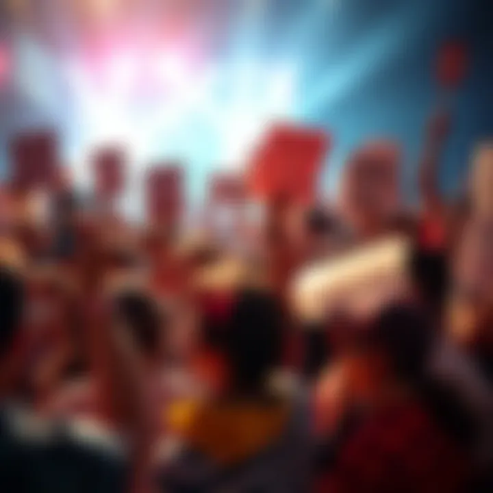 A group of fans holding signs and showing support for Justin during a public event