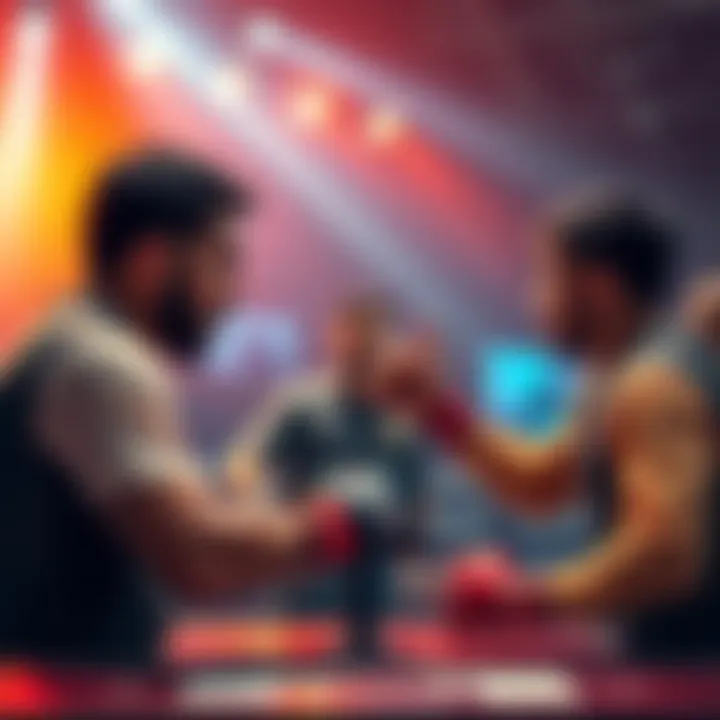 Group of people engaged in a Fantasy MMA competition, selecting fighters on a user-friendly platform.