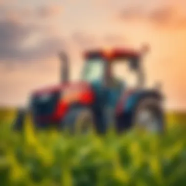 Farming Technology Innovations A farmer using advanced technology on a tractor in a field, demonstrating modern agricultural practices