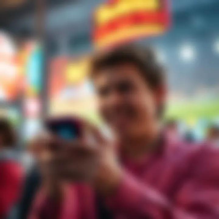 Fast Betting Games A person looking at a smartphone with fast betting game graphics on the screen, showing excitement and concern.