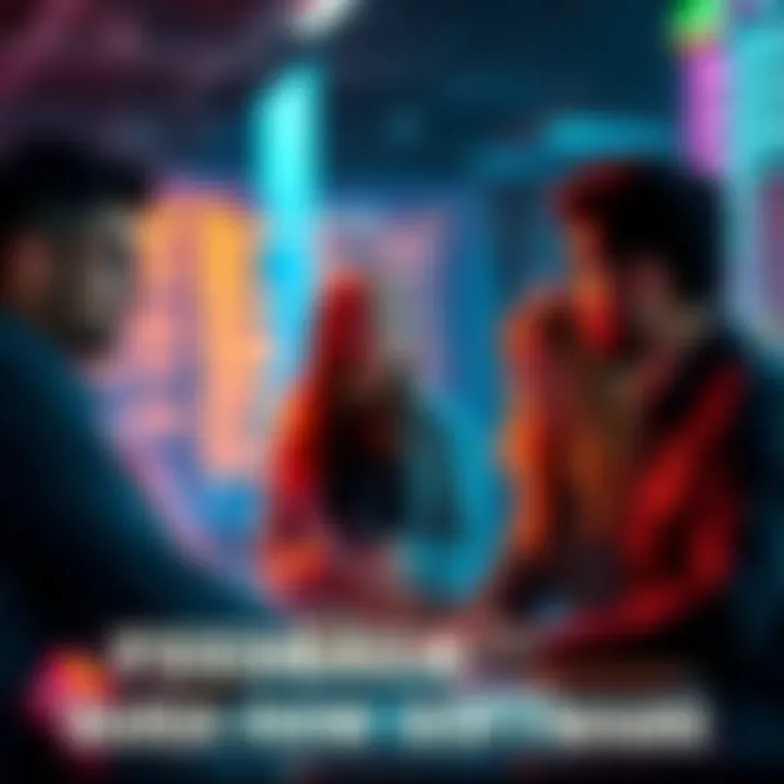 Group of people discussing software feedback and bugs