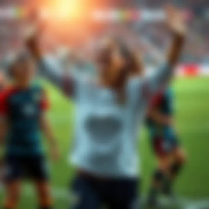 A female soccer coach celebrating on the field with players, showcasing her leadership and impact in sports, inspiring future generations of women in soccer.