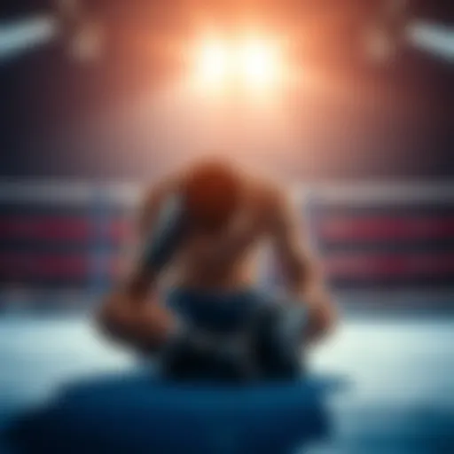 A frustrated fighter sits on the mat, head down, showing disappointment after another defeat in the ring.