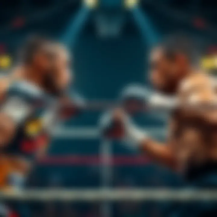 Two fighters face off in the ring during DWCS Week 2, showcasing intense action and anticipation from fans.