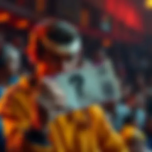 A frustrated fan holding a ticket with a big question mark, looking confused about redemption issues.